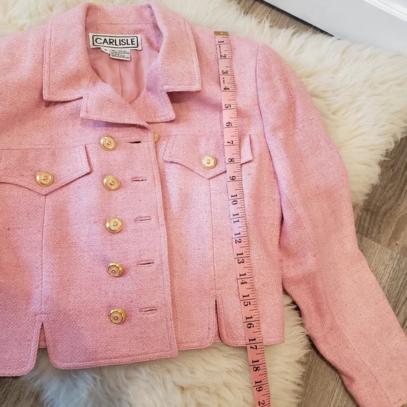Vintage Pink Tweed Cropped Jacket by Carlisle - Picture 10 of 12